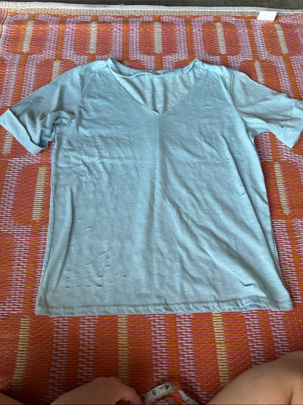 Honey Punch Pale Blue V-Neck Short Sleeve Tee
